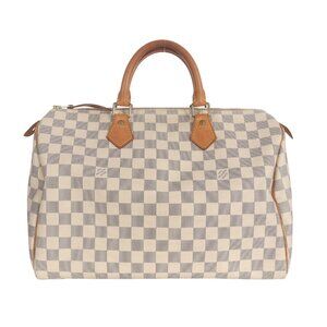 Louis Vuitton Speedy35 Shoulder Bag in White Canvas Handbag